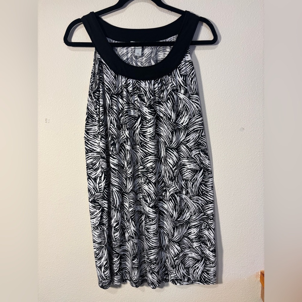 LOFT Black and White Patterned Mini Dress